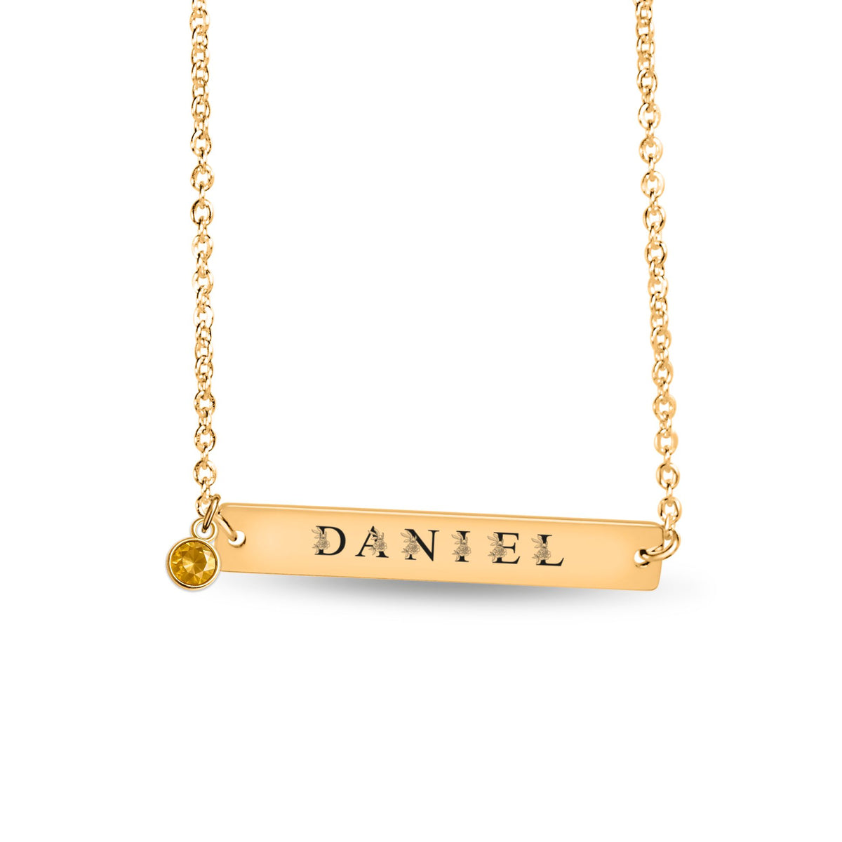Collier barre horizontale gravable avec pierre de naissance