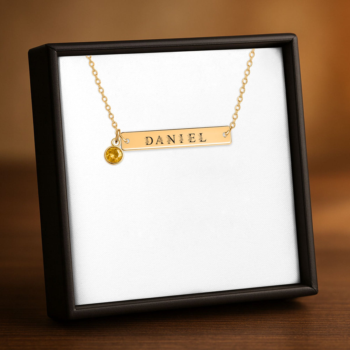 Collier barre horizontale gravable avec pierre de naissance