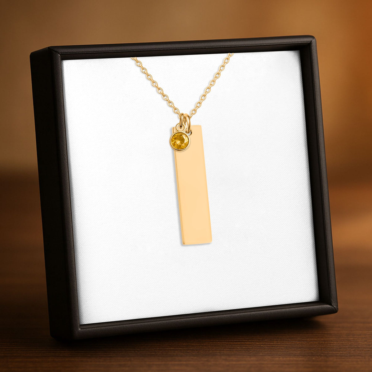 Collier barre verticale gravable avec pierre de naissance