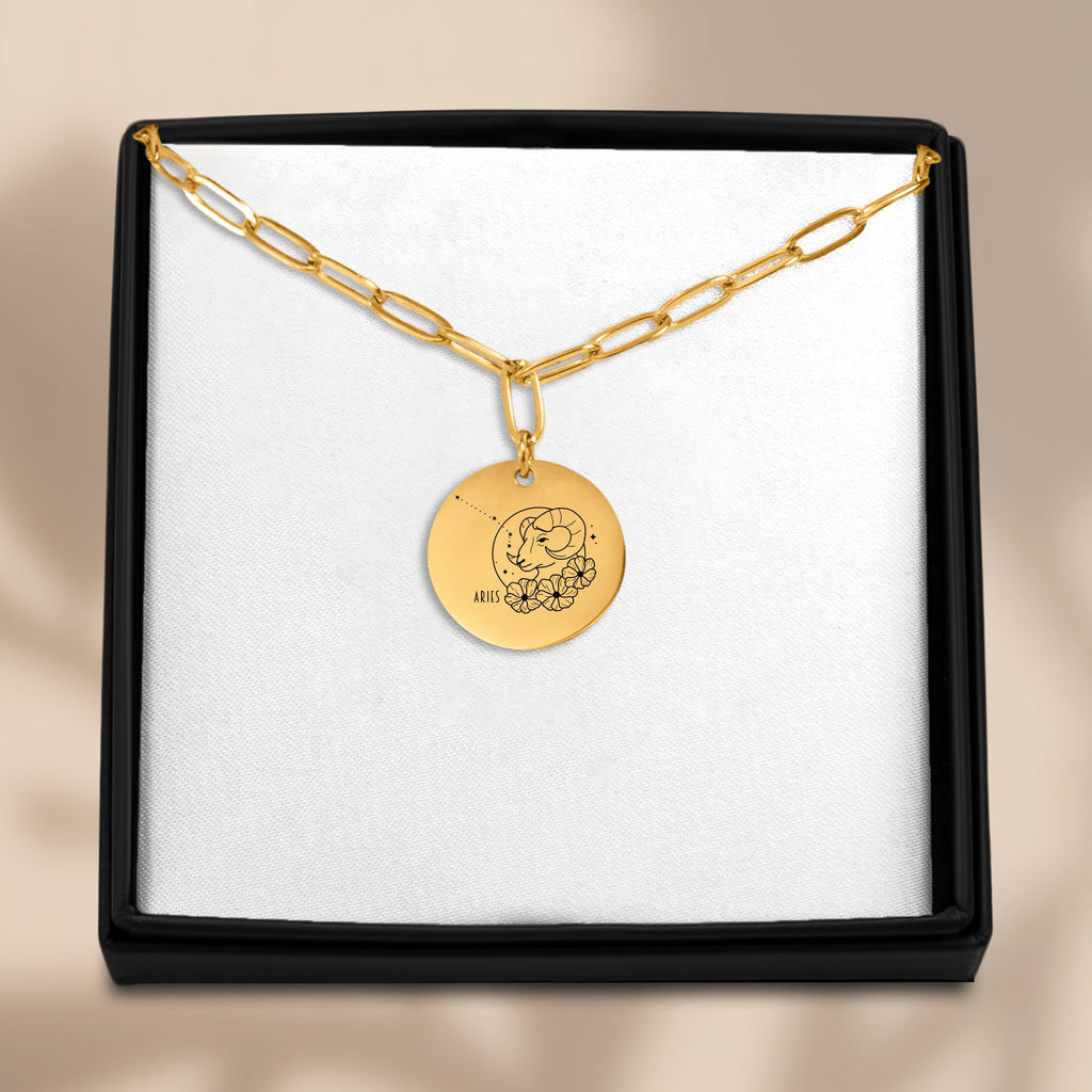 Collier médaille gravable chaîne trombone
