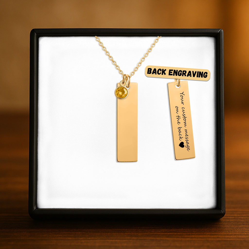 Collier barre verticale gravable avec pierre de naissance