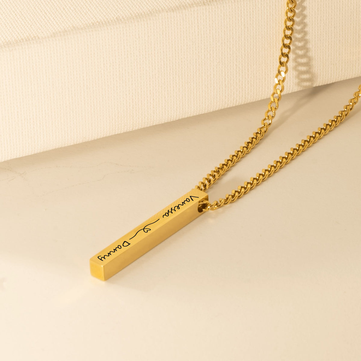 Collier chaîne cubaine barre 3D gravable