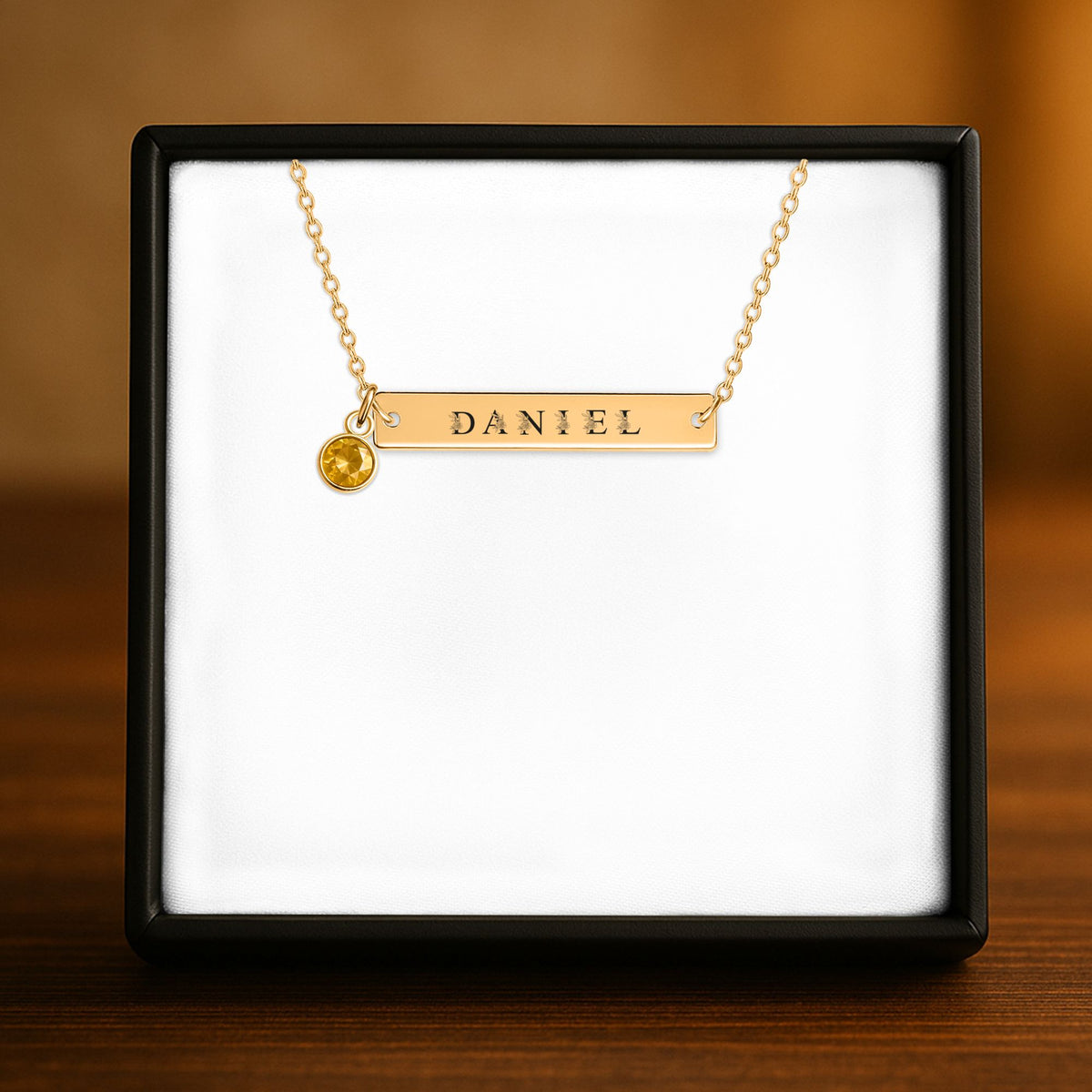 Collier barre horizontale gravable avec pierre de naissance