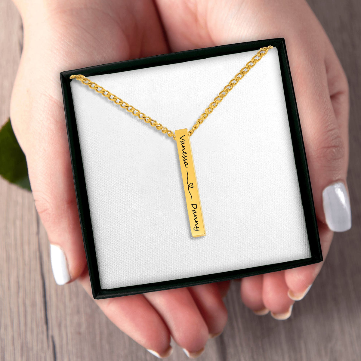 Collier chaîne cubaine barre 3D gravable