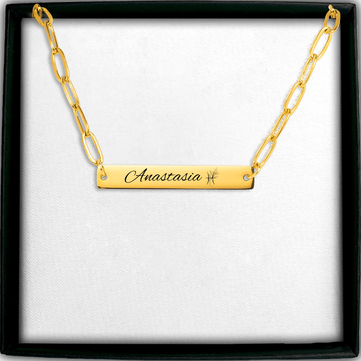 Collier barre gravable chaîne trombone