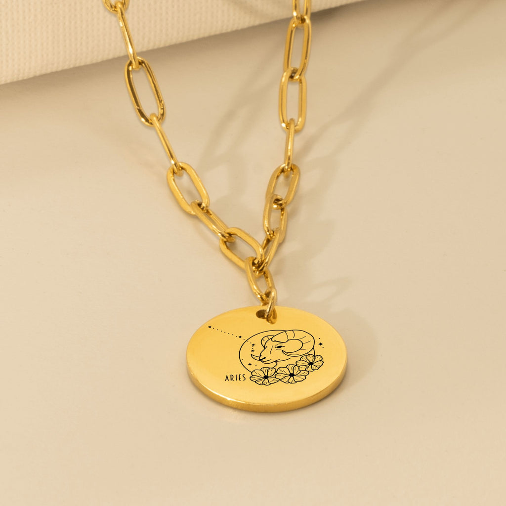 Collier médaille gravable chaîne trombone
