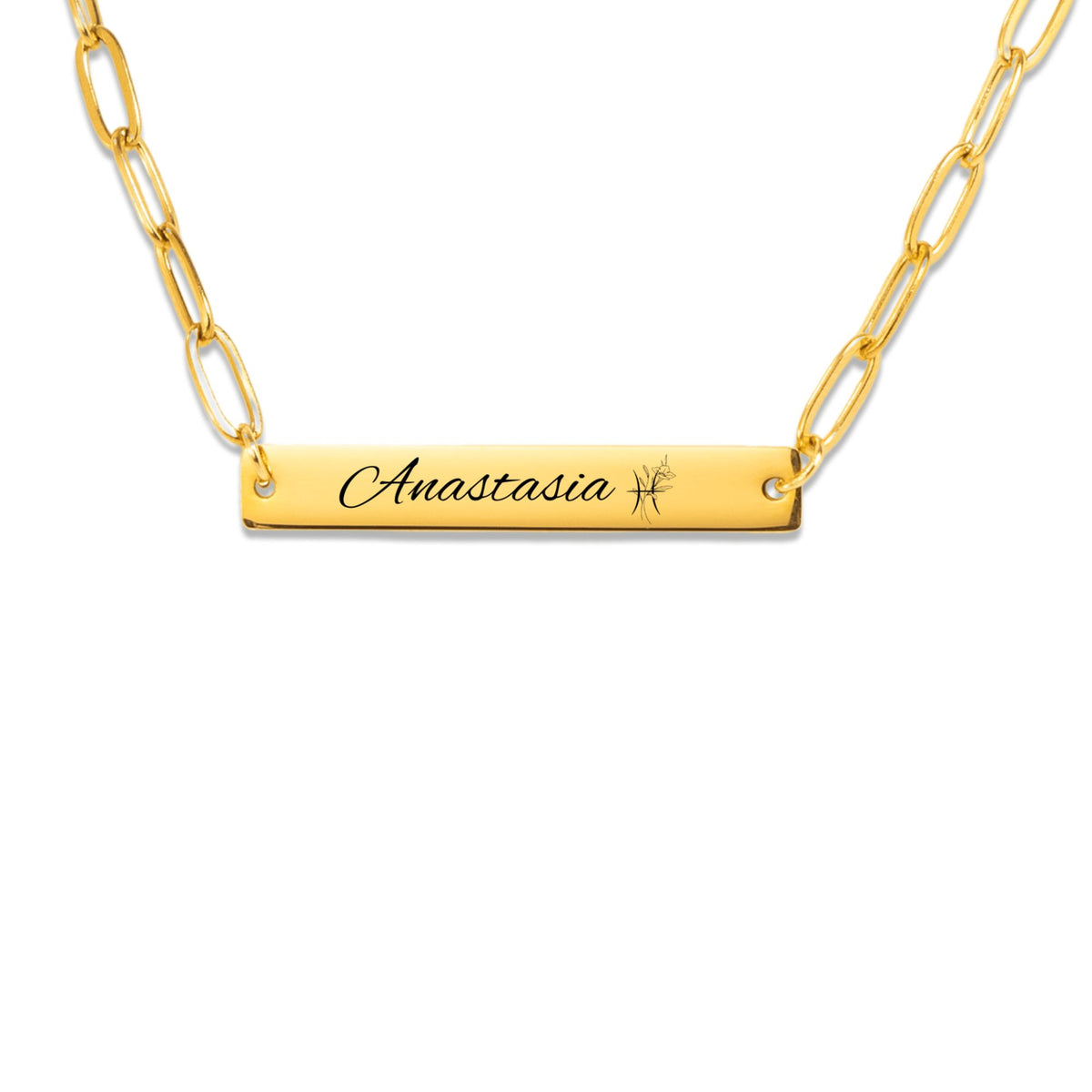 Collier barre gravable chaîne trombone