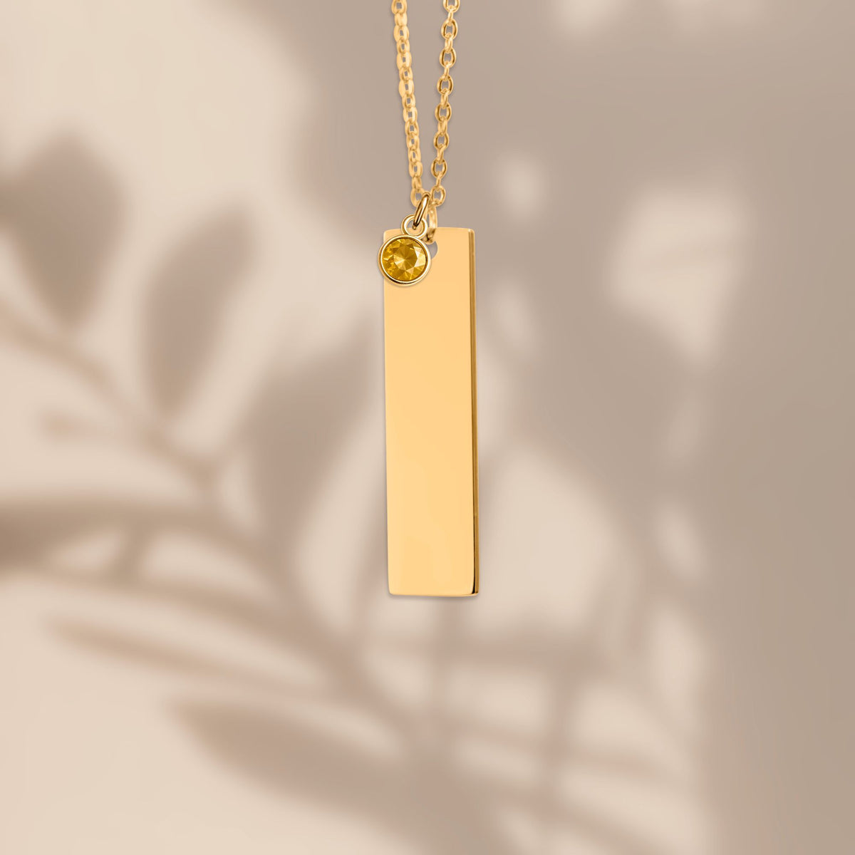 Collier barre verticale gravable avec pierre de naissance