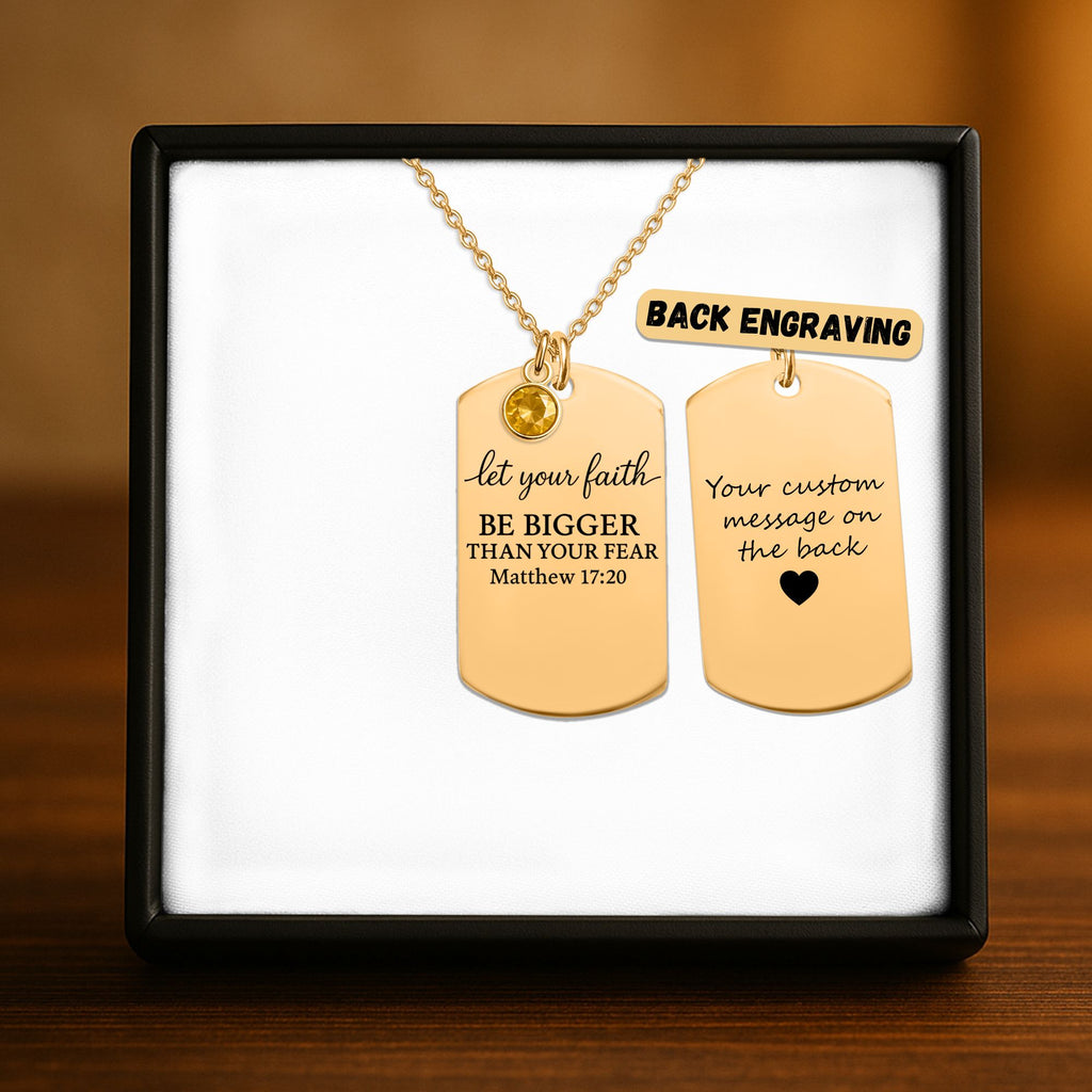 Collier plaque gravable avec pierre de naissance