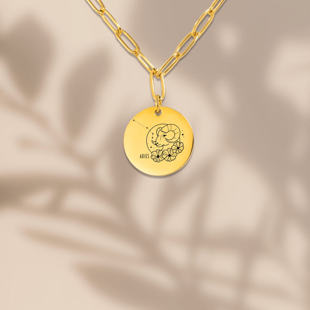 Collier médaille gravable chaîne trombone