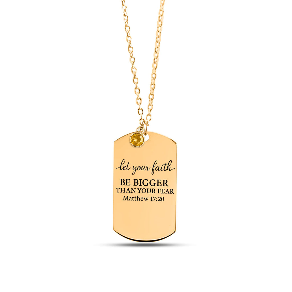 Collier plaque gravable avec pierre de naissance