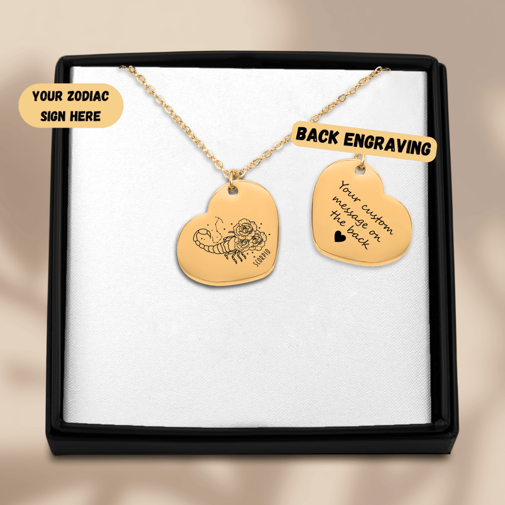 Collier cœur signe astrologique gravable